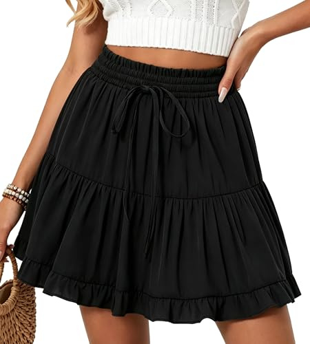 Neteson Minifalda Falda Mujer Sexy Falda Corta Plisada con Volantes Fiesta