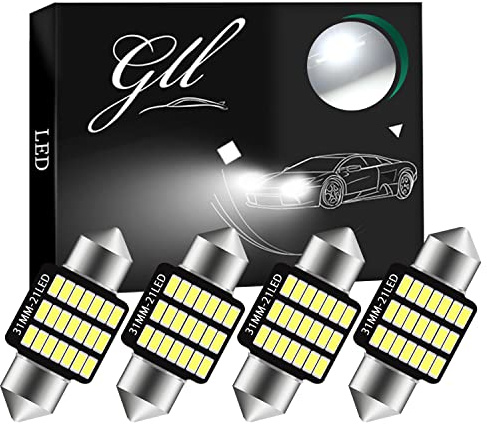 Grandview GLL 4st 31MM C5W Canbus Vit Festoon Interiör LED Lampor med 21 3014 SMD chips för Bilens Inre Kupol, Dörr Och Registreringsskyltbelysning