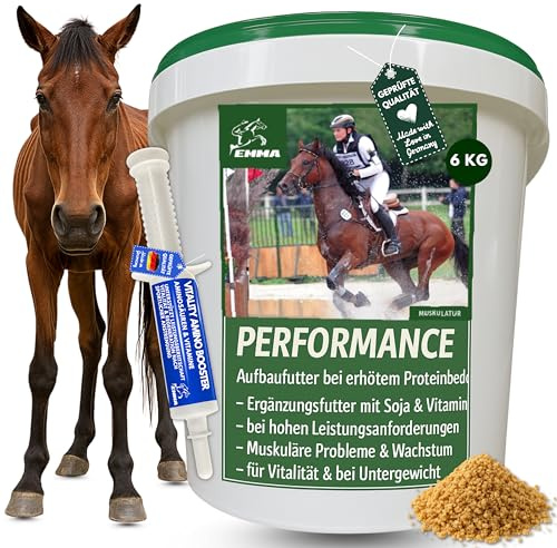 Mangime per cavalli + Amino Booster 6Kg 30ml Polvere per l'accrescimento muscolare + estrazione di soia Grist Horse I Vitamina E Selenio Horse, Biotina Zinco I Muscle Plus proteine per la muscolatura
