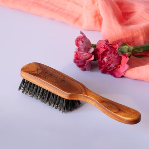 Langhaarbürste Wildschweinborste Pflaumenholz Haarbürste mit Naturborsten, aus edlem Pflaumenholz hochwertigen Wildschweinborsten, alle Haartypen, alle Haarlängen