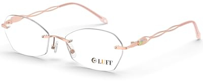 LUFF Rimless Occhiali da Lettura Senza Montatura per Donne Uomini Luce Blu Che Blocca il Metallo Leggero senza cerchio Lettori Di Computer Anti Eyestrain Rosa 2.5x