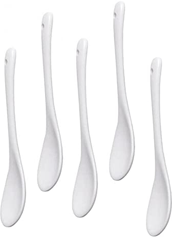 Pyatofyy 5 cucchiai di porcellana bianca per uova in ceramica cucchiaio da caffè cucchiaio da dessert cucchiaio da caffè moka
