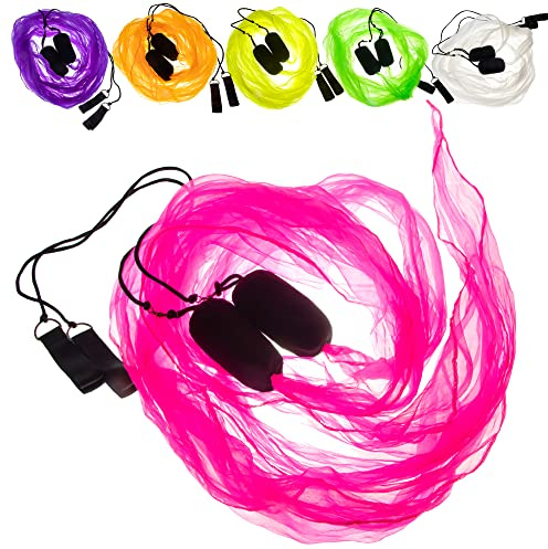 Juggle Dream Set di Scarf Bolas Flag Poi - Pratique de Jonglage - Soft-Pois - Spiral Pois Kit avec Vidéo d'apprentissage en Ligne (Rose)