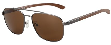 ZENOTTIC Occhiali da sole da uomo donna pilota polarizzati quadrati con tempio degli occhiali in legno e lenti UV400 protezione per la pesca, la guida e il golf