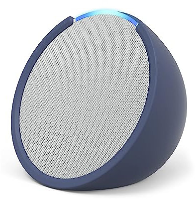 Echo Pop | Full sound compact Wi-Fi and Bluetooth smart speaker with Alexa | Glacier White and a Made For Amazon Sleeve for Echo Pop (2023 release), Blue