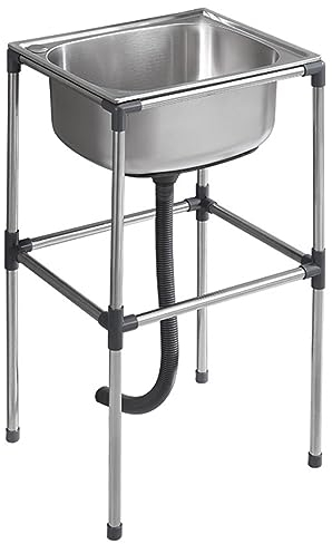 Freistehende Spültisch Küche Spülbecken, Edelstahl Spüle Catering Spüle, Multifunktionswaschtisch, Für Außen, Innen, Waschküche, Hinterhof, Garage (Size : 37x31x60cm/14.5x12.2x23.6in)