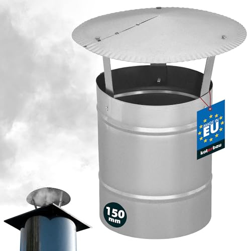 KOTARBAU® Schornsteinabdeckung - ø 150 mm - Kaminhaube - Schornstein Regenhaube - Kaminabdeckung - Schornsteinhaube - Kaminaufsatz - Rostbeständig - verzinkter Stahl - Silber