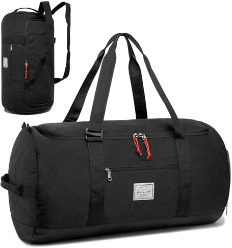 TAIHOYIN Borsa da viaggio con scomparto per scarpe, grande borsa sportiva, da uomo, donna, impermeabile, Weekender, A-nero., 60L, viaggi, campeggio, weekend, pernottamento, palestra, sport, fitness