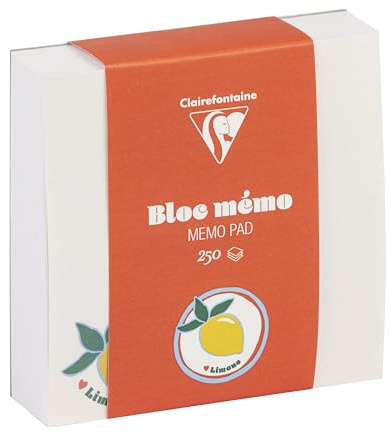 Clairefontaine - 116271C - A Block of 250 Citrus Decor Printed Sheets Acidulous Detachable Colours 9,8x9,8cm White Paper 90g 9,8x9,8cm - Dolce Amore Collection