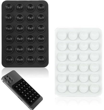 2 Pack Suction Phone Case Mount, Silicone Sticky Phone Holder Non Slip, Multipurpose Sticky Iphone Grip Holder Mat, Double Sided Suction, for Walls Glass Tiles Selfies and Tiktok Videos Compatible