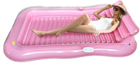Balakaka Matelas Gonflable Piscine pour Adultes 208×130cm, Grand Flottante Fauteuil de Piscine Tanning Pool avec Porte-Boisson, Design de Pulvérisation d'eau, pour Fêtes de Plage, Rose Transparent