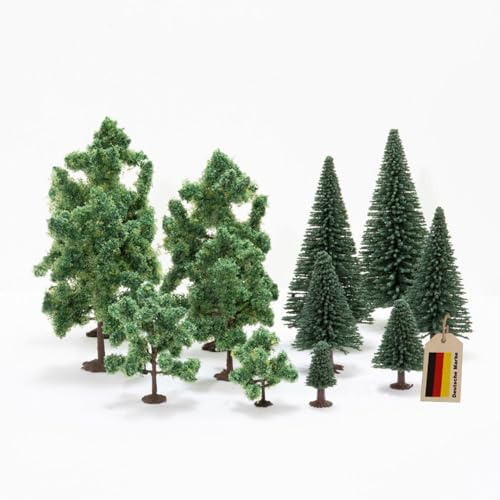 Modellnatur Model Tree Sets for Model Making | Realistic Miniature Trees for Model Railway, Landscaping & Dioramas | H0, TT, N, Z | Decorative Items (25 Pieces, 3.5 - 14 cm High)
