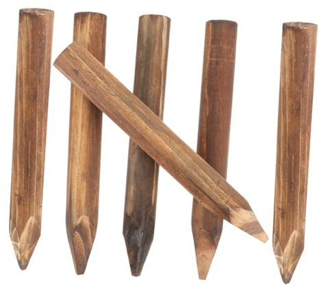 POPETPOP 6 Estacas De Madera para Valla De Jardín - Estacas Rústicas para Bordes De Césped - Decorativas para Paisajismo - De Madera para Parterres, Parques Y Exteriores