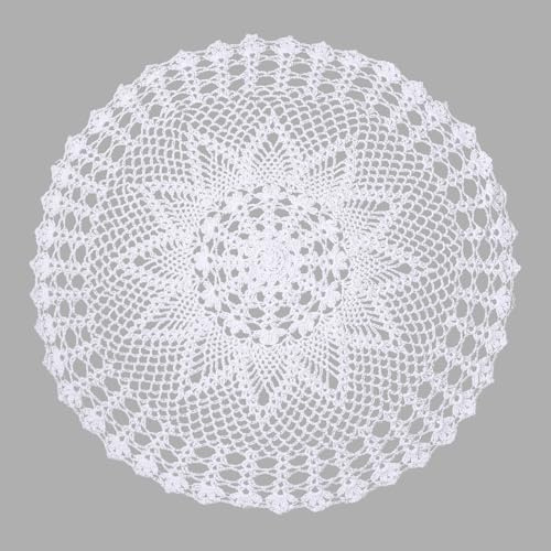 URROMA Tapete redondo hueco, 60 x 60 cm, tapete de encaje de flores de piña blanca, hecho a mano, de ganchillo, mantel individual de algodón para mesas, sofá, funda de almohada