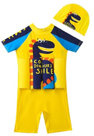 Bastwahl Badeanzug Mit Schwimmhilfe Jungen Mädchen - Sommer Outdoor Wassersport Bademode Einteiliger Rundhals Kurzarm Float Schwimmanzug Schwimmhilfen Schwimmtraining Casual Strand Badeanzüge