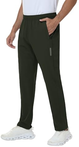 Rvinroo Pantaloni Jogging Uomo, Pantaloni da Training, Pantaloni da Trekking – Tessuto Stretch Impermeabile con Tasche a Zip, Pantaloni Sportivi con Vita Elastica