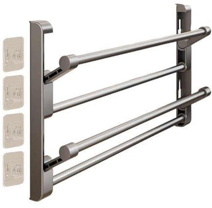 LOVIVER Scarpiera da Parete, pieghevole, in Alluminio e ABS, Facile da Installare, a 2 Livelli, Organizer per Scarpe da Appendere alla Porta, Armadio, Bagno, 70 Cm