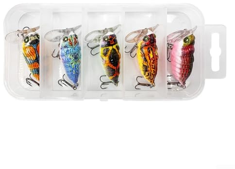 Topwater Bass Lure Fishing Tackle Wobbler Cicada Insect Hard Bait Featuring 3D Eyes and Moving Beads for Increased Inertia and Fish Attraction