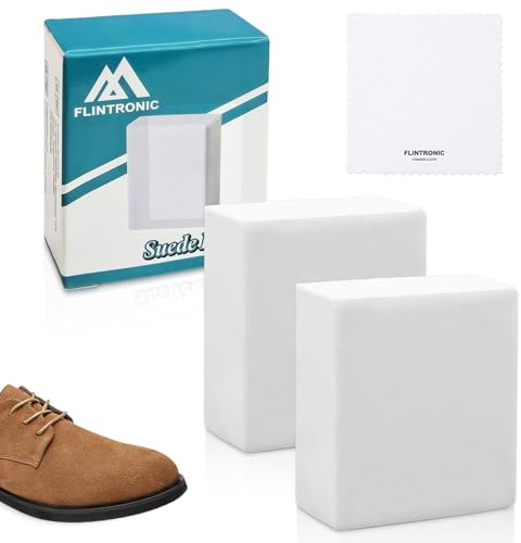 flintronic Gomma Abrasiva per Camoscio, 2 Pezzi Kit Portatile per la Pulizia Scarpe e Stivali con Ciottoli Lucidanti, Adatto per Scarpe Scamosciate,Nabuk e Sportive, Rimuove lo Sporco in Pochi Minuti