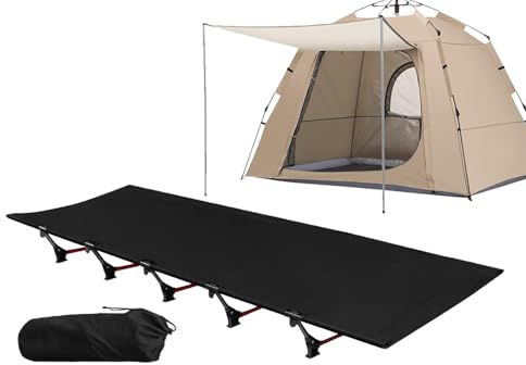 Ultralätt campingsäng - hopfällbar campingsäng i aluminium | Bärbar utomhusstol för vandring, kontorslunchpaus, gäst, inkluderar en förvaringsväska och