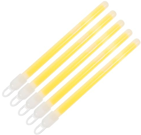 Cabilock Lot de 5 Bâtons Lumineux d'urgence 15 Cm Jaunes Crochet, Accessoires Lumineux pour Camping et Fête en Extérieur, Jouets Phosphorescents Multifonctionnels pour Éclairage Nocturne