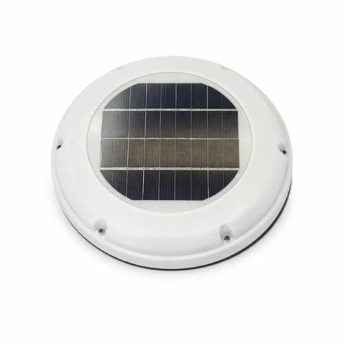 CR-MOESANCO® Extractor Aire Solar Caravana Autocaravana 100 m³/h Máx, Panel Solar 2,5W, Instalación Techo o Pared, ABS