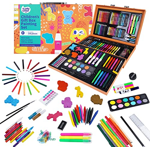 Conda Deluxe Holzkunst-Set für Kinder in Holzkiste für Anfänger oder angehende Künstler, Kinder, Erwachsene, 159 Stück