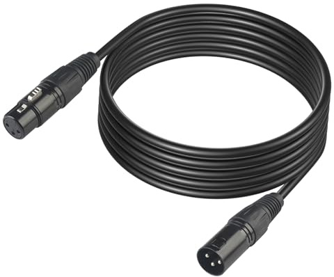 DMX Kabel 3m, 10ft XLR Kabel for Stage Light or Microphone, DMX Kabel 3 Polig With Male to Female Connector.