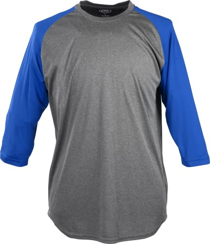 Rawlings Camisa de Manga 3/4, Grafito/Royal, 3XL para Hombre
