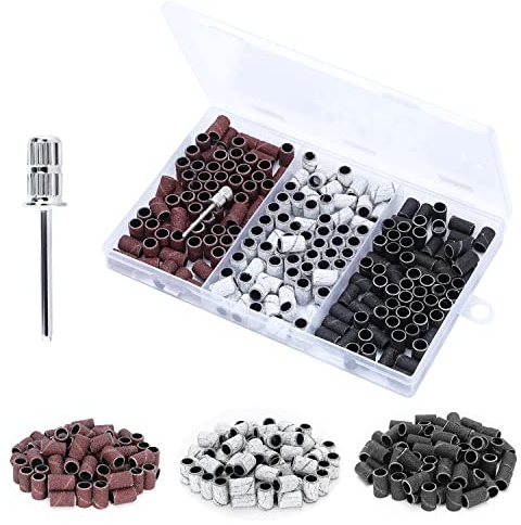 ANBEISTEE Bandas de Lijado Brocas para Uñas 210Pcs Grits Lima Eléctrica Lijadoras de Uñas #80#120#180, 3/32 Mandrel Bit, para Brocas de Uñas para Uñas de Acrílico, Manicura y Pedicura Herramientas