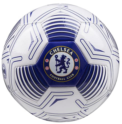 Chelsea F.C. Pallone da Calcio - Palloni da Calcio Taglia 3 4 5, Football Ball, Gadget Calcio Ufficiale (Bianco/Blu, Taglia 5)