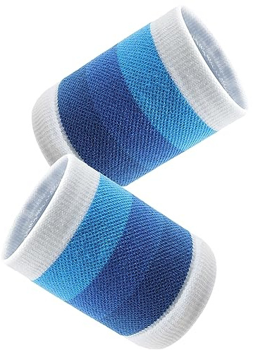 Svettband, 2 Stycken, Sportarmband, Absorberande Svettband, Handled för Män och Kvinnor, Fotboll, Basket, Gym (Färggradient Blå)