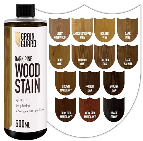 GRAIN GUARD Wood Stain Water Based | Dark Pine | 500ml | Interior Furniture Stain | Light & Dark Stains | Eco-Friendly & Non-Toxic Wood Dye | Easy Application | Quick Dry & Low Odour
