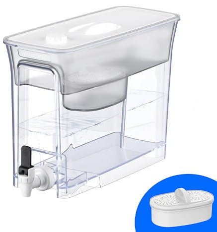 Waterdrop Water Filter Dispenser, 8.2L, Slim Water Filter Tank with 1 × 60 Days Filter, 757L Long-Life, Faster Filtration, Reduces Chlorine, PFOA/PFOS and More, BPA Free, White