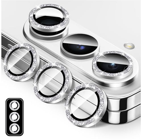 Kucheed Bling Camera Lens Protector for Samsung Galaxy Z Fold 4, 9H Tempered Glass Camera Cover Screen Protector, Glitter Automatic Alignment Individual Metal Rings Film Stickers
