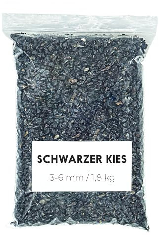 Landare Ghiaia Nero 1,8 kg - Ghiaia per Acquario - Sassolini Decorativi per Vasi - Sassi Decorativi per Vasi - Ghiaia per Vasi - Sassolini per Acquario - Ciottoli Decorativi (3-6 mm) (Nero)