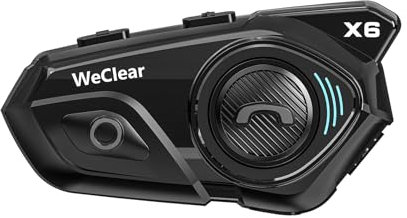 WeClear X6 Motorrad Kommunikationssystem, Helm Headset für 2 bis 6 Personen, Motorradhelm Bluetooth Kopfhörer mit Multi-Audio Funktion, Musikteilen, FM, IP67 Wasserdicht