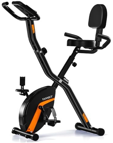 Vannect Vélo d’Appartement Pliable avec Moniteur LCD et Mesure du Pouls, Silencieux et Confortable, Rangement Pliable, Charge Maximale 160 kg