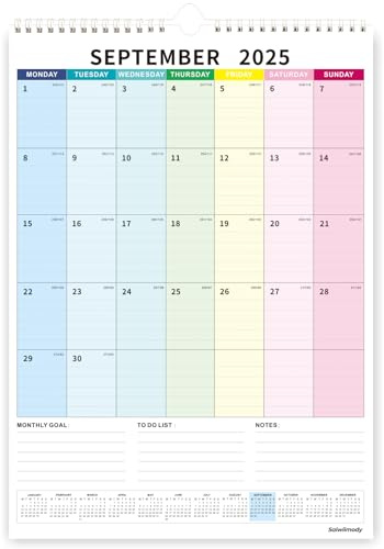 Calendar 2026 UK Colorful Family Calendar 2026 Wall Planner 16 Month from Sep. 2025 to Dec. 2026 with Large Blocks Daily Monthly Planning Academic Teacher Student Organized - Large 31 x 43 cm