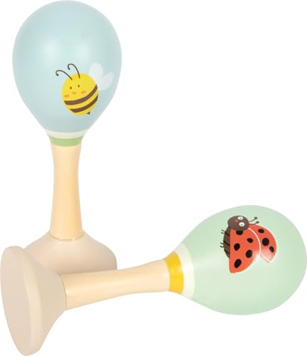 small foot Maracas Petits amis en bois, instruments de qualité, pour bébés et jeunes enfants, 12726