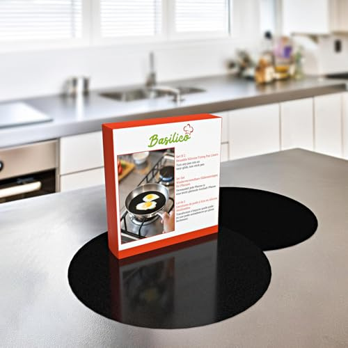 Basilico Non-stick mattor för pannan – uppsättning av 2 – kan skäras till och återanvändas – permanent bakfolie för stekning – användning av olja och fett behövs inte – stekfolier