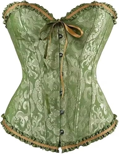 KUYCCSTRESI Corsetto da Donna con Lacci, in Raso, con Stecche, Bustino sopra Il Seno, Lingerie da Sposa Vintage, Body Modellante, Body Sexy sotto Il Seno(Green,S)