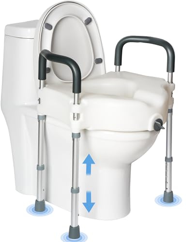 Siège de toilette surélevé avec poignées pour personnes âgées - Hauteur réglable - Support de sécurité surélevé pour personnes âgées, enceintes, handicapées et récupération chirurgicale de la hanche