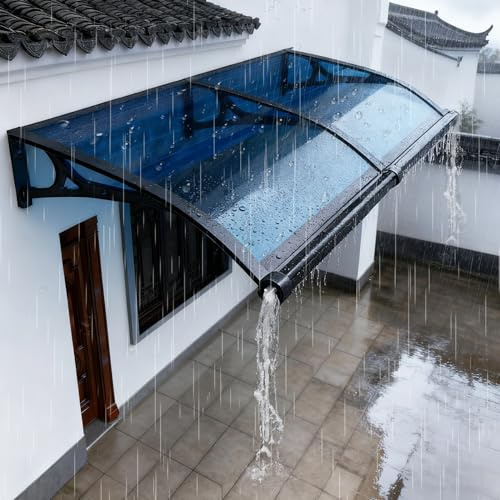 Marquesina para Puerta y Ventana Extensible, Toldos Exteriores Conectables, Cubierta de Policarbonato Transparente, Varios Tamaños 60-300cm, Ideal para Fachada Balcón Comercio(100×230cm)