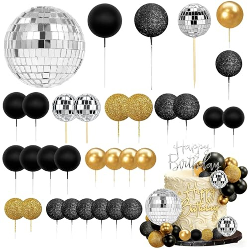 QingWing 33 pza Bola de decoración para tartas, Decoración de tarta disco