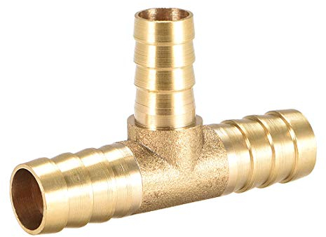 sourcing map 1 Piezas Conector Manguera de Lengüeta de Latón, 12mm x 10mm x 12mm Reductor de Latón en Forma de T, Reductor Manguera de 3 Vías, para Adaptador Manguera
