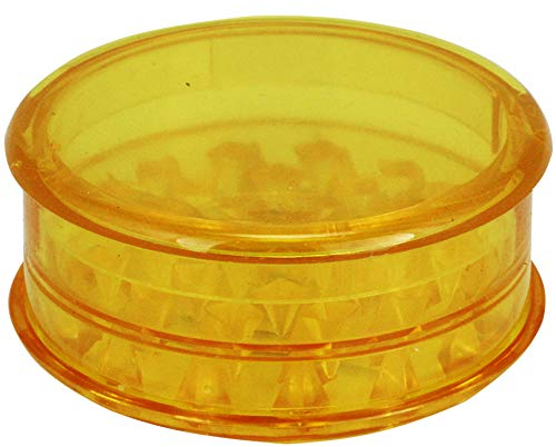 Plastic Grinder 60 mm Three Parts Including Storage Choose Your Favourite Colour (Yellow) for Pine Nuts and Chilli Peppers, 1x