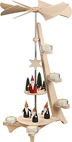 Rudolphs Schatzkiste Pyramid L form 2 våningar motiv bergspackel och julvissla BxHxT = 31 x 50 x 27 cm ny bordpyramid julpyramid träpyramid