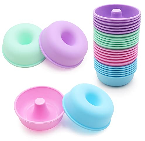 To encounter 24 Stück Silikon-Donut-Formen zum Backen, Antihaftbeschichtete runde Donut-Formen, wiederverwendbare Backformen, Muffin-Cupcake-Formen, 2,5 Unzen Bagel-Pfanne