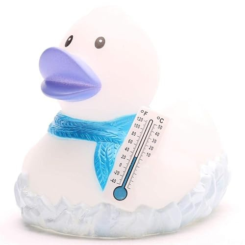 Duckshop I Badeente Frosty I Quietscheentchen I L: 7,5 cm I inkl. Quietscheenten-Schlüsselanhänger I Geschenk Winter I Geschenk Weihnachten